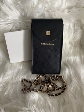 COCO CRUSH Quilted Phone Pouch with Gold Chain